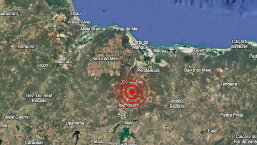 Município do RN registra sequência de tremores de terra, com o mais forte atingindo magnitude 3.0