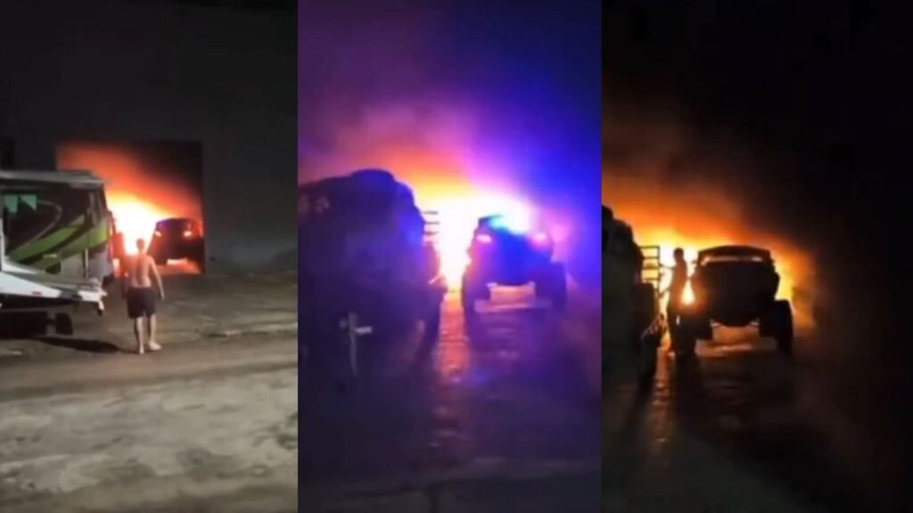 Incêndio destrói oito veículos de aventura em garagem de Parnamirim