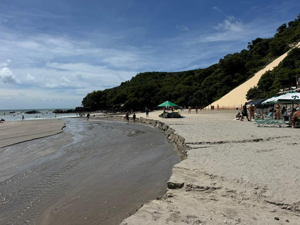 Monitoramento revela redução de quase 40% na faixa de areia da engorda de Ponta Negra